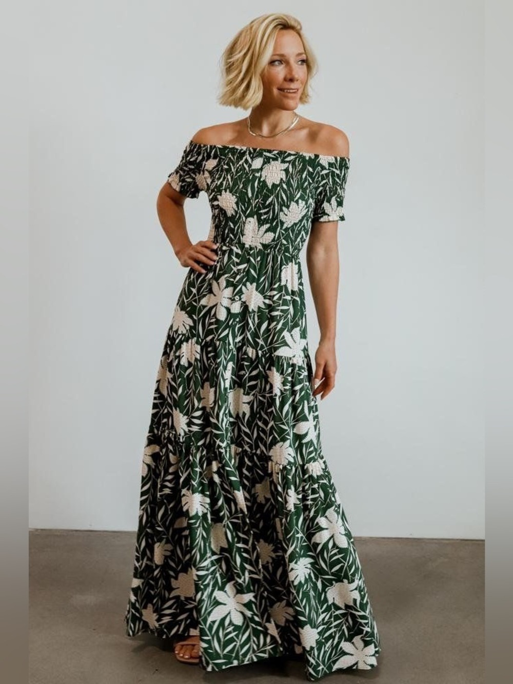 Baltic Born Becca Smocked Maxi Dress in Green NWT! size Small